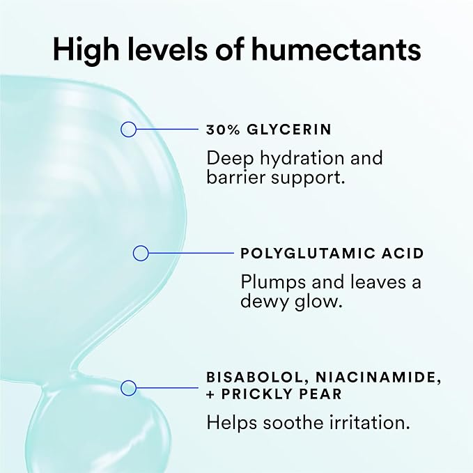 Super Saturated Hydrating Barrier Serum – 30% Glycerin for Deep Moisture, Plump & Dewy Skin | Niacinamide & Polyglutamic Acid, 1.35 FL OZ – Vegan for All Skin Types