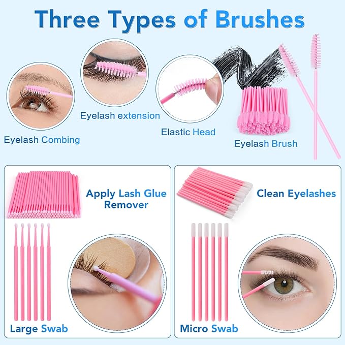 Eyelash Extension Kit for Beginners, Lash Extension Kit with Mannequin Head, Lash Starter Kit with Lash Fan, Extension Glue and Eyelash Remover for Lash Training