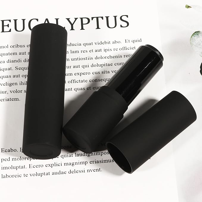 COSIDEA 30pcs Empty Round Matte Black 12.1mm lipstick tubes Man's lipbalm container DIY cosmetic packing tube