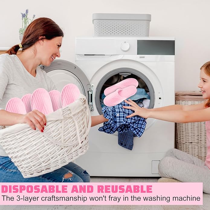 Panitay 20 Pairs Reusable Spa Slippers for Guests Washable House Slippers with Triple Layer Coral Fleece for Home Indoor Hotel Travel, Closed Toe