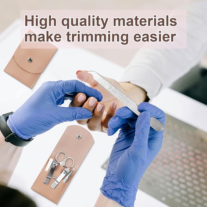 Manicure Set Bulk, Nail Clippers Kit Stainless Steel Fingernail Clippers Set, Sturdy Nail Tip Cutter Trimmers Professional Grooming Toenail Clippers Personal Pedicure Kits Gift Pink (12 Pack 7 in 1)