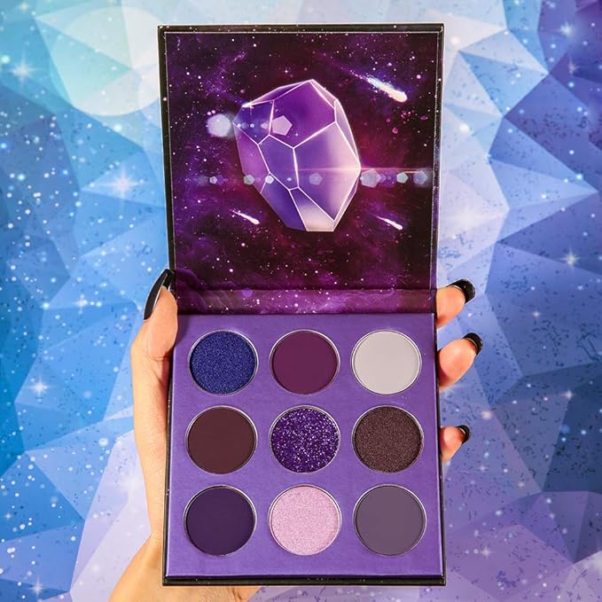 docolor Eyeshadow Palette 9 Colors Gemstone Shadow Palette Highly Pigmented Mattes Shimmers Naked Smokey Glitter Cream Colorful Powder Blendable Long Lasting Waterproof Makeup Palette-Purple