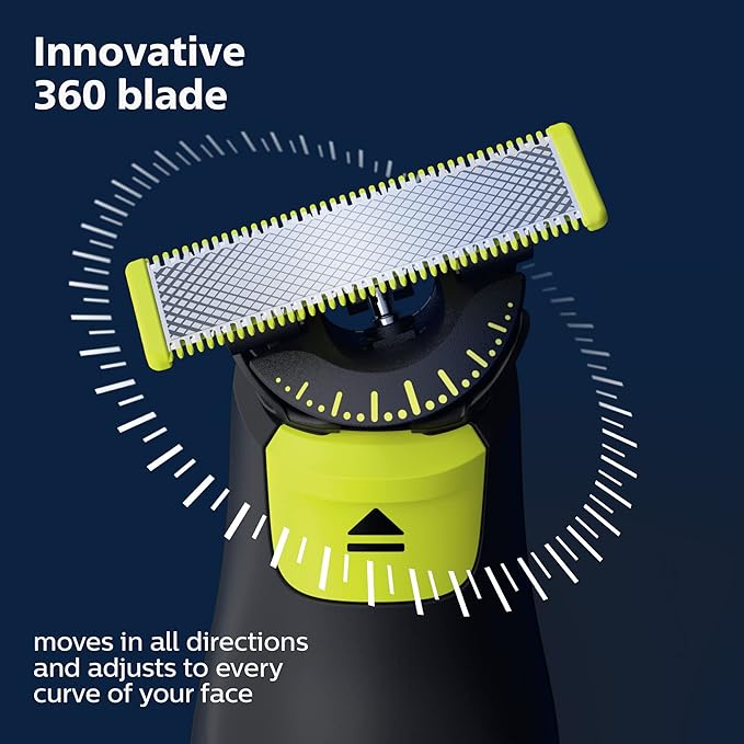 Philips Norelco OneBlade Pro 360 Face + Body, Electric Shaver, Beard Trimmer and Body Groomer, with 360 Blade Technology, 14-Length Precision Comb, Body Kit, Soft Pouch, Model QP6542/70