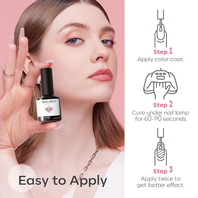 modelones Gel Nail Polish Set - 6 Colors Nude Pink Milky White Gel Polish Set Light Neutral Pink Nail Polish Barely Pink Soak Off LED Starter Kit Popular Nail Art DIY Manicure Gifts