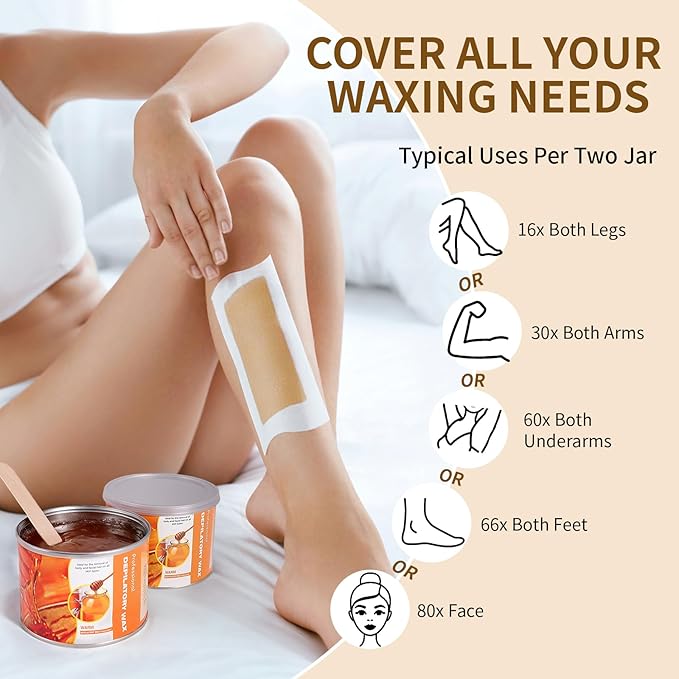 1000g/35.3oz Organic Sugar Wax: Hair Removal Sugaring Paste - for Sensitive Skin Body Legs Arms Bikini Back (500g/17.6oz, 2 Pack)