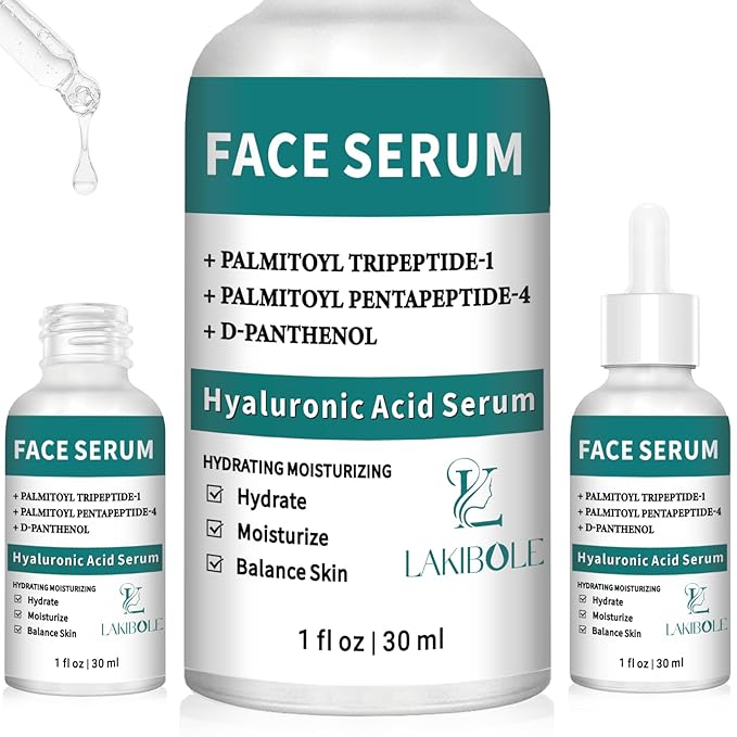 3 Pack 2% Hyaluronic Acid Serum with Advanced Peptide Complex for Optimal Hydration & Skin Balance (1fl.oz/30ml Each)