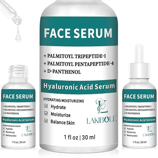 3 Pack 2% Hyaluronic Acid Serum with Advanced Peptide Complex for Optimal Hydration & Skin Balance (1fl.oz/30ml Each)