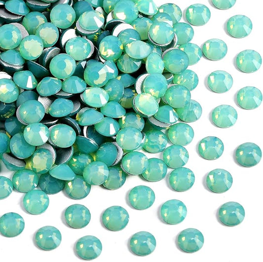 Beadsland 1440pcs Flat Back Crystal Rhinestones Round Gems for Nail Art and Craft Glue Fix, Pacific Opal, SS6, 1.9-2.1mm