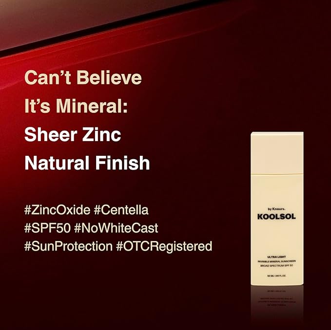 by Knours Ultra-Light Invisible Mineral Sunscreen Broad Spectrum SPF 50, Moisturizing for All Skin Types, Korean Innovation, 50ml/1.69 fl. oz.