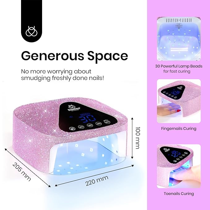 Beetles Uv Nail Lamp Cordless, Flash Cure Lamp for Gel Nails Polish Rechargeable Nail Lamp with 4 Modes Professional Low Heat Uv Led Lamp Nail Art Tools with Bag Manicured Gifts for Her