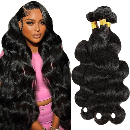 12A Human Hair Bundles 22 24 26 Inch Body Wave Bundles Human Hair 100% Unprocessed Brazilian Virgin Hair Quick Weave Extensions Natural Black