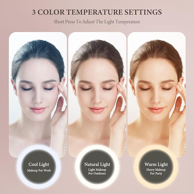 Travel Makeup Bag with LED Lighted Mirror, Cosmetic Makeup Organizer Bag with 3 Color Setting, Makeup Train Case with Adjustable Dividers for Women Makeup Brushes Jewelry Accessories (Black)