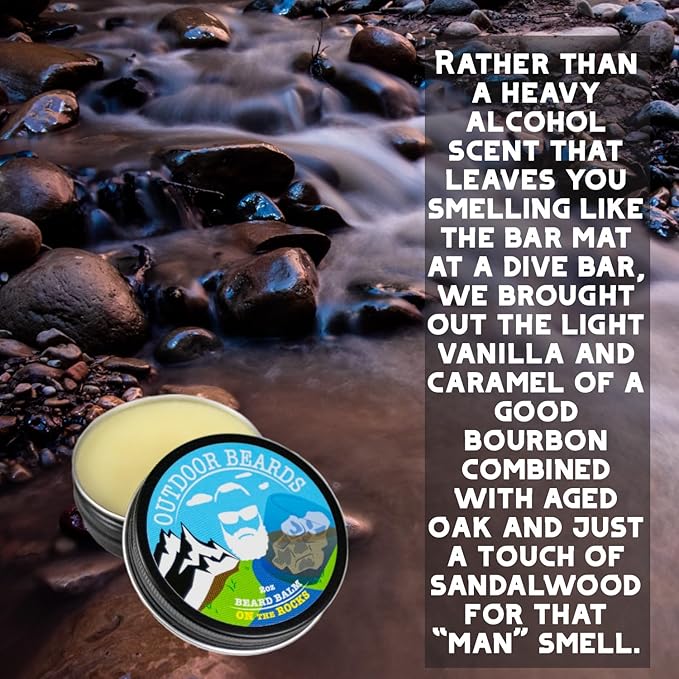 Beard Balm | 2 oz Cleansing Balm for Beards Short or Long | Beard Conditioner for Men | Essential Moisturizer for Every Man's Beard | Leave Hair and Skin Healthy (On the Rocks)