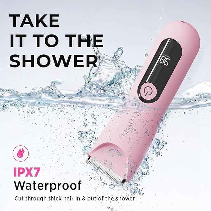 Bikini Trimmer for Women Pubic Hair: Painless Eletctric Razors for Women - Rechargeable Eletctric Shaver Waterproof IPX7 for Body Hair (Pink)