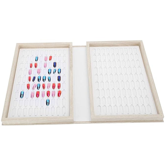 180 Colors Nail Color Card Book - Wood Nail Gel Polish Display Book False Nail Tip Display Board Reusable Nail Practice Design Board Nail Color Swatches Color Design Chart Card (02)