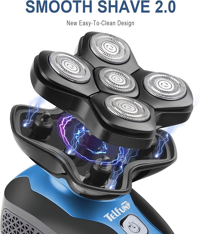 Upgrade Magnetic Head Shavers for Bald Men, Cordless & Comfort 5-in-1 Electric Razor - IPX7 Waterproof Wet/Dry Mens Grooming Kit - Easy Use Palm Shaver for a Smooth Bald Shave