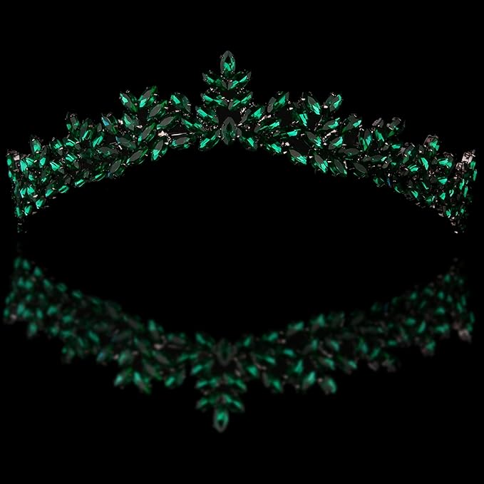 Women's Tiara, Crown for Henna Wedding Party | Glitter Hair Accessories for Bridal Birthday Pageant Prom Halloween Costume Christmas Party, Princess Crowns | Dream Design - Green