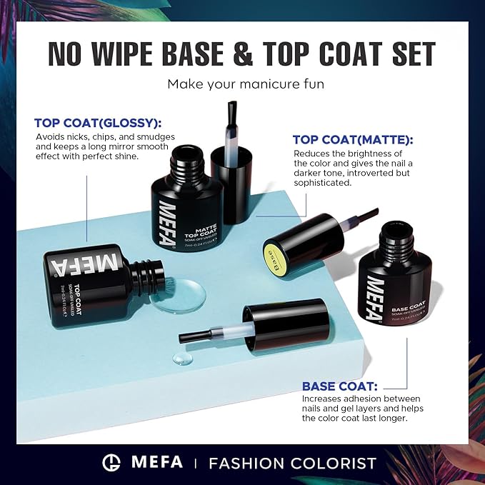 MEFA Color Changing Gel Nail Polish Kit 23 Pcs, 20 Colors Glitter Ombre Pink Dark Blue Black Green Purple Temperature Mood Changed Nail Art Set with Gloss &Matte Top and Base Coat Manicure Gifts