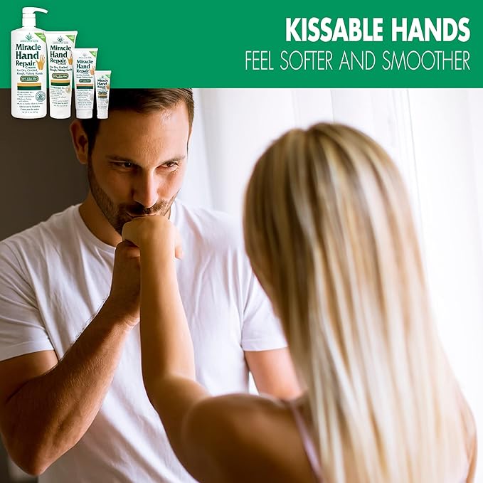 Miracle of Aloe Miracle Hand Repair Cream 8 oz Healing Aloe Vera Lotion for Dry, Cracked Hands with 60% Ultra Aloe Gel - Moisturizes, Softens, and Repairs - Non-Greasy (4-Pack)