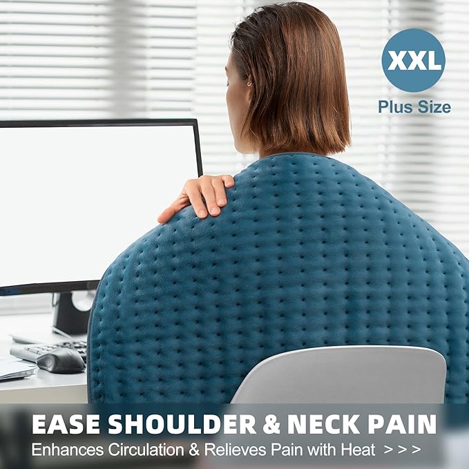 XX-Large Heating Pad for Back Pain Relief, Neck, Shoulder & Cramps - 16''x24'', Moist/Dry Heat, Auto-Off, Machine Washable - Ideal Gift for Christmas & Mother's Day - Gifts for Women, Mom Dad Daughter