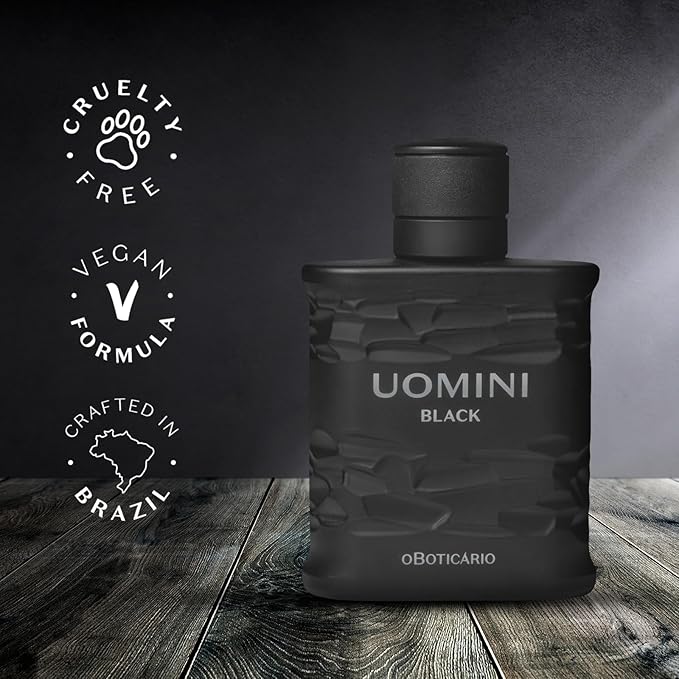 O BOTICARIO UOMINI BLACK Cologne for Men, Long Lasting Premium Cologne for Men, 100ml