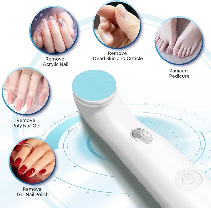 SUNMAY Electric Nail File Set, Rechargeable Nail Files and Buffers for Women Natural Gel Nails Toenails Salon with 4 Filing Discs, Professional Cordless Nail File Machine for Home Nail Pedicure