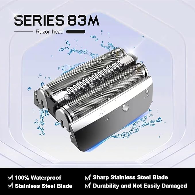 83M Series 8 Replacement Head Compatible with Braun S8 Replacement Head Wet and Dry,Upgrade Foil & Cutter for Braun Series 8 Replacement Head Electric Razor Blades Model 8370cc 8340s 8350s 8467