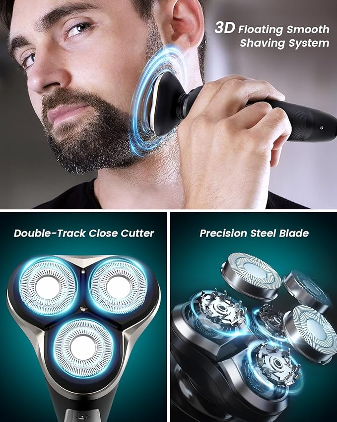 Electric Razor for Men - Rechargeable Electric Shaver for Men, Rechargeable Waterproof Wet Dry Cordless Razor