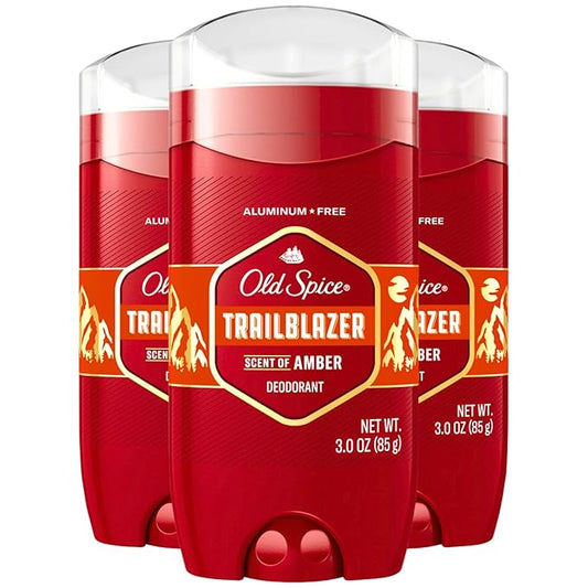 Old Spice Aluminum Free Deodorant for Men, 24/7 Odor Protection, 24/7 Freshness & Lasting Scent, Trailblazer with Amber Scent, 3.0 oz (Pack of 2)