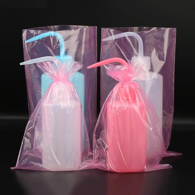 500PCS Pink Tattoo Wash Bottle Bags, Disposable Tattoo Bottle Bags Squeeze Bottle Bag Sleeves Dental Bottle Bag Covers, Tattoo Bottle Cleaning Bags for Tattoo Supplies Accessories