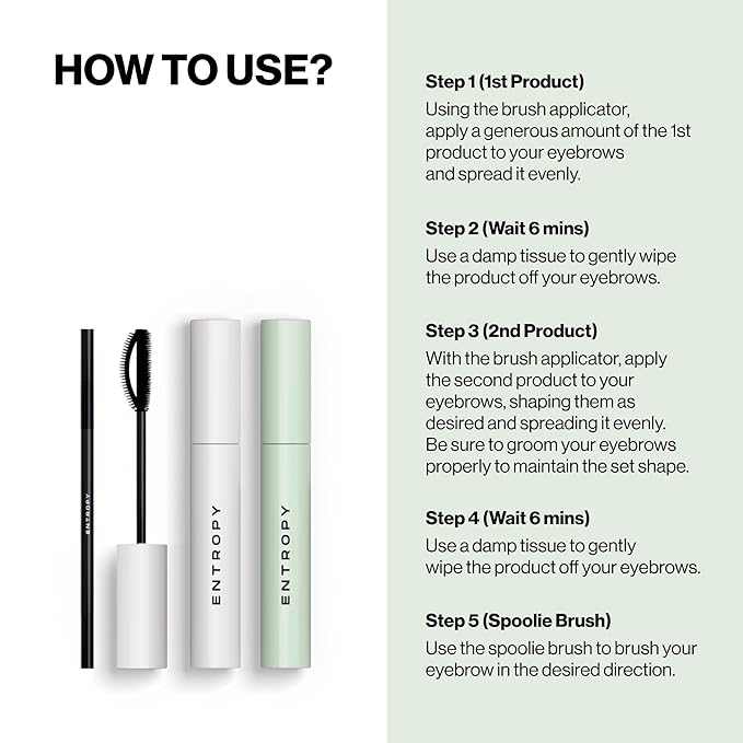 ENTROPY MAKEUP Tough Brow Lift Perm Kit, At-Home DIY Brow Lamination Kit for Fuller, Defined Eyebrows, Long-Lasting, Up to 6 Weeks, Hypoallergenic, Beginner-Friendly, Professional Results, 0.88 Oz