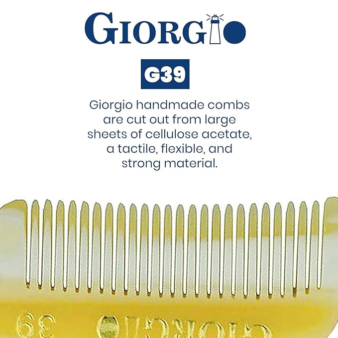 Giorgio G39 Extra Small Men's Fine Toothed Beard and Mustache Comb for Facial Hair Grooming and Styling. Add this pocket comb to your hair styling accessories, Saw-Cut and Hand Polished (2.75")