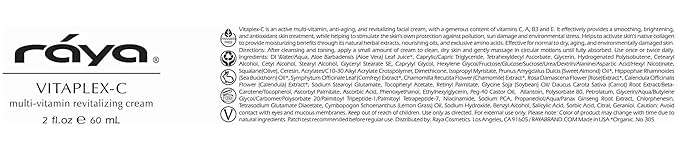 Raya Vitaplex-C Cream (305) | Moisturizing, Multi-Vitamin, Anti-Aging, and Revitalizing Face Cream for Dry, Mature | Tones and Firms | Helps Reduce Fine Lines and Wrinkles