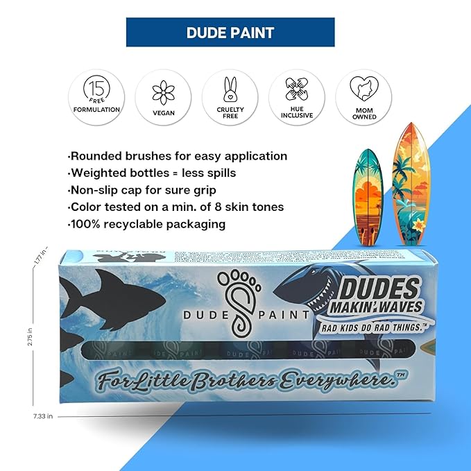 Dudes Makin' Waves Nail Polish Collection for Boys - Set of 5 Colors