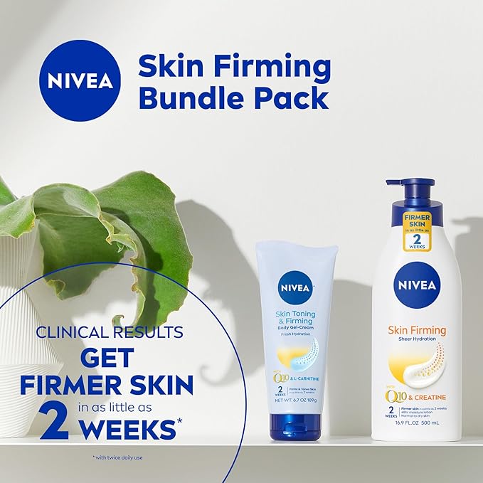 NIVEA Skin Firming Gifts for Mom, Includes Sheer Hydration Body Lotion (16.9 Fl Oz) and 6.7 Oz Skin Toning & Firming Body Gel-Cream