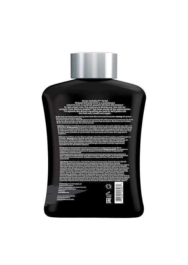 HEMPZ Hydroblack 50X Black Bronzer - Herbal Moisturizing Self Tanning Lotion for Tanning Beds, Beach, Sun 13.5 Fl OZ