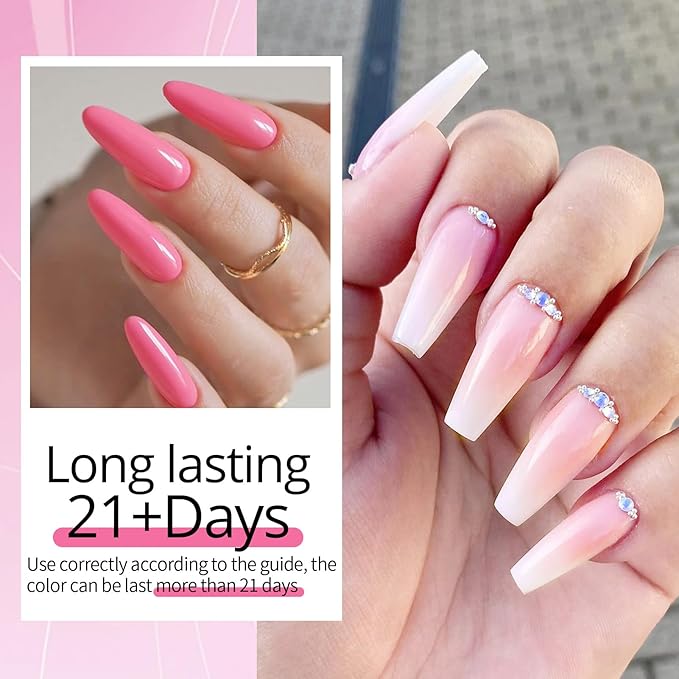 UR SUGAR Pink Red Gel Nail Polish Set, 10 Colors Valentine's Light Nude Pink Glitter Magenta Burgundy Red Dark Glitter Polish for All Seasons Soak Off Gel Nail Manicure Gifts Set for Women