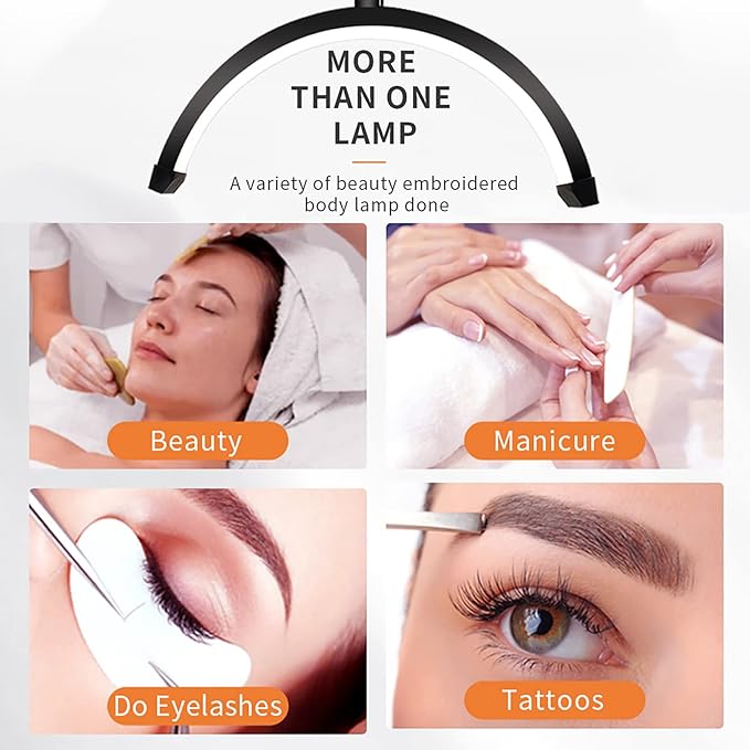 Desk Lash Light, Adjustable Brightness Half Moon Lamp, Adjustable Height Lash Lamp for Eyelash Extensions, Tattoo Artists & Nail Tech, 16in