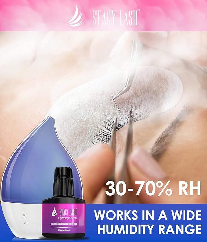 Lightning Speed Eyelash Extension Glue – Stacy Lash 10ml/0.34 fl.oz / 0.3 Sec Dry/Retention – 6-8 Weeks/Black Adhesive/Professional Supplies