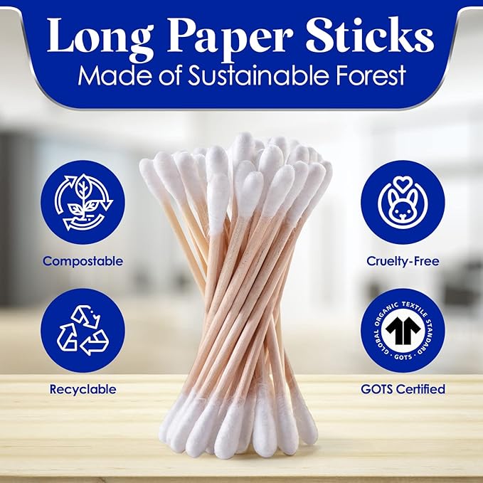 2-Pack 625 Count Q-tip Cotton Swabs - Multipurpose, Soft and Firm Cotton Buds for Body Hygiene, Beauty Care, and Tool Cleaning - Bundled with 2 Peaknip Q-tip Holder & Dispenser