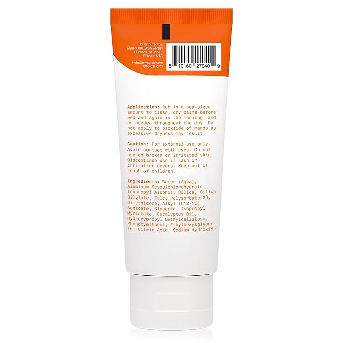 Carpe Sweat Absorbing Hand Lotion (Pack of 2), A dermatologist-recommended, non-irritating, smooth lotion that helps stop hand sweat, great for hyperhidrosis or excessive sweat (Original Eucalyptus)