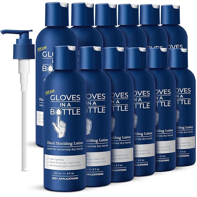 Gloves In A Bottle Shielding Lotion for Dry Itchy Skin, 8 ounce (12 Pack)