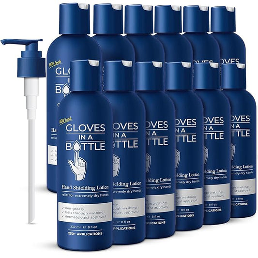 Gloves In A Bottle Shielding Lotion for Dry Itchy Skin, 8 ounce (12 Pack)