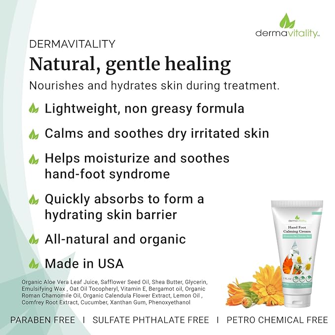 UltimateVitality Hand Foot Cream for For Oncology Patients, Intensive Natural and Organic Moisturizing Cream for sensitive Irritated Skin During Chemo Treatment - 2 Ounces