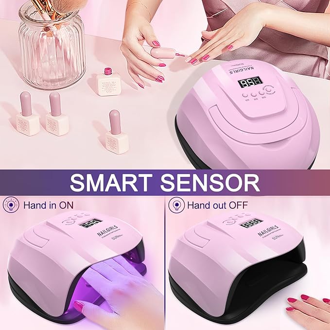 Nail Lamp, NAILGIRLS 268W LED UV Professional Fast Curing Nail Light for Nails Gel Polish Nail Dryer with 4 Timer Setting & LCD Display Screen, Auto Sensor