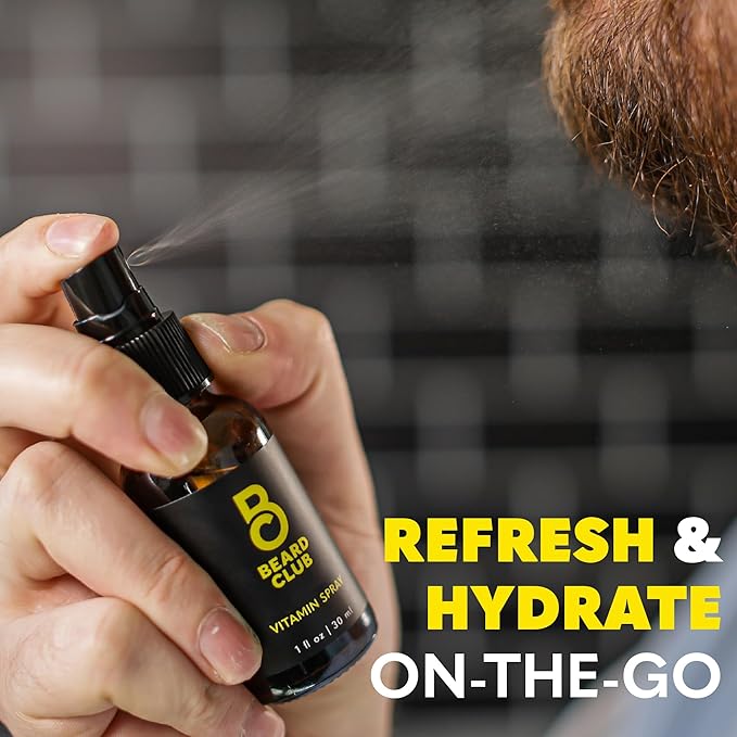 Beard Club Advanced Beard Growth Kit - Derma Roller, Growth Oil, Vitamins and Vitamin Spray, Shampoo and Boar Bristle Brush - Gift Set - Cedar