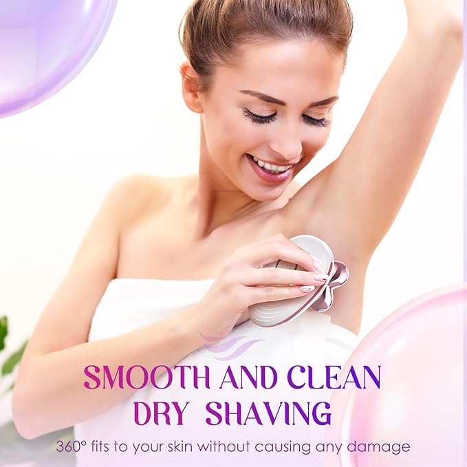 Electric Razors for Women - Painless Body Shavers for Sensitive Skin - 4 in 1 Cordless Lady Trimmer for Women's Leg, Bikini and Face - Waterproof Wet/Dry Remover, Rechargeable, Cherry