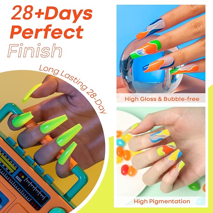 modelones Neon Gel Nail Polish Set -6 Colors Spring Summer Hot Pink Blue Purple Green Yellow Gel Polish Set Soak Off Nail Kit Manicure DIY Nail Art Salon Home Gift