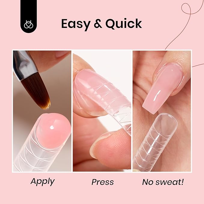 Beetles Poly Extension Gel Nail Kit, 4 Colors Milky White Nude Pink Neutral Poly Nail Gel Builder Hybrid Jelly Gel with Base&Top Coat Set DIY Nail Art Gift for Women