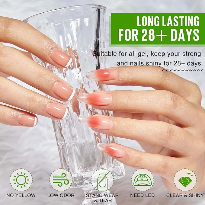 MEFA 2 Pcs 15ml Gel Top Coat and Base Coat Set, No Wipe Gel Nail Polish Base and Top Coat, Long Lasting Glossy Shine Effect Soak Off LED Nail Lamp Art DIY Manicure Holiday Gifts